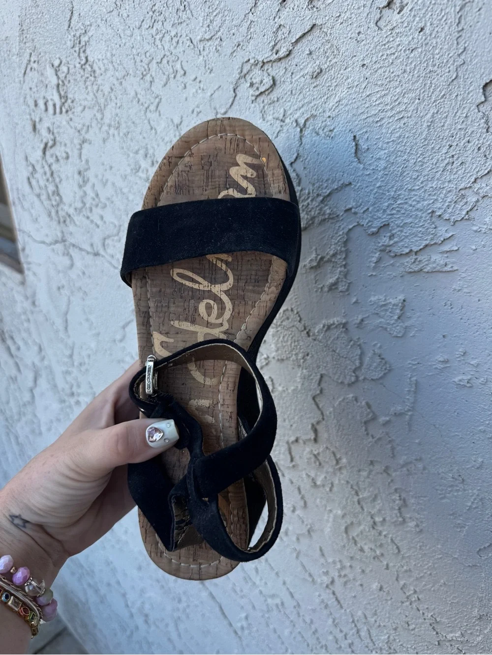 Sam Edelman Black Suede Platform Sandals with Ankle Buckle